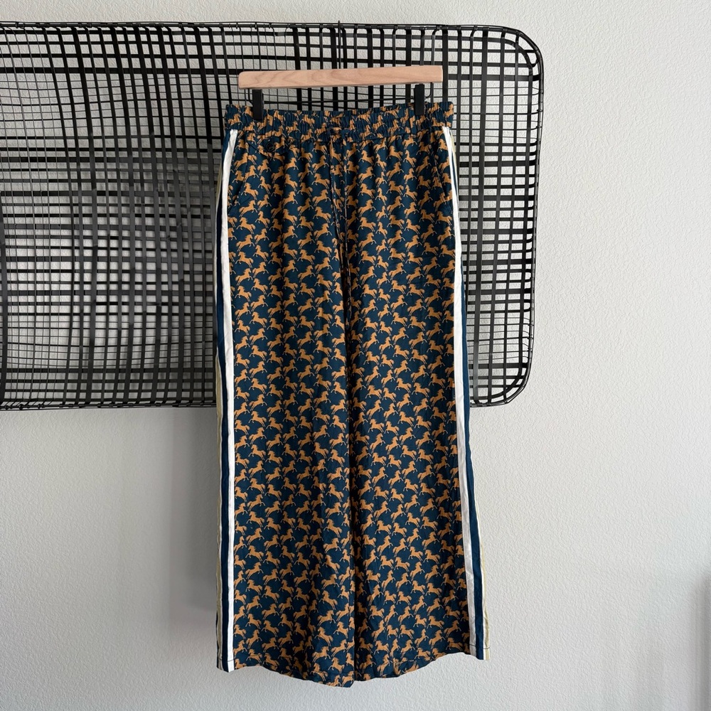 Anthropologie Maeve The Brooklin Tie-Front Printed Pull-On Pants horse print - Picture 2 of 8